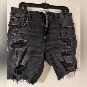Lucky Brand Distressed Black Denim Shorts – Size 36